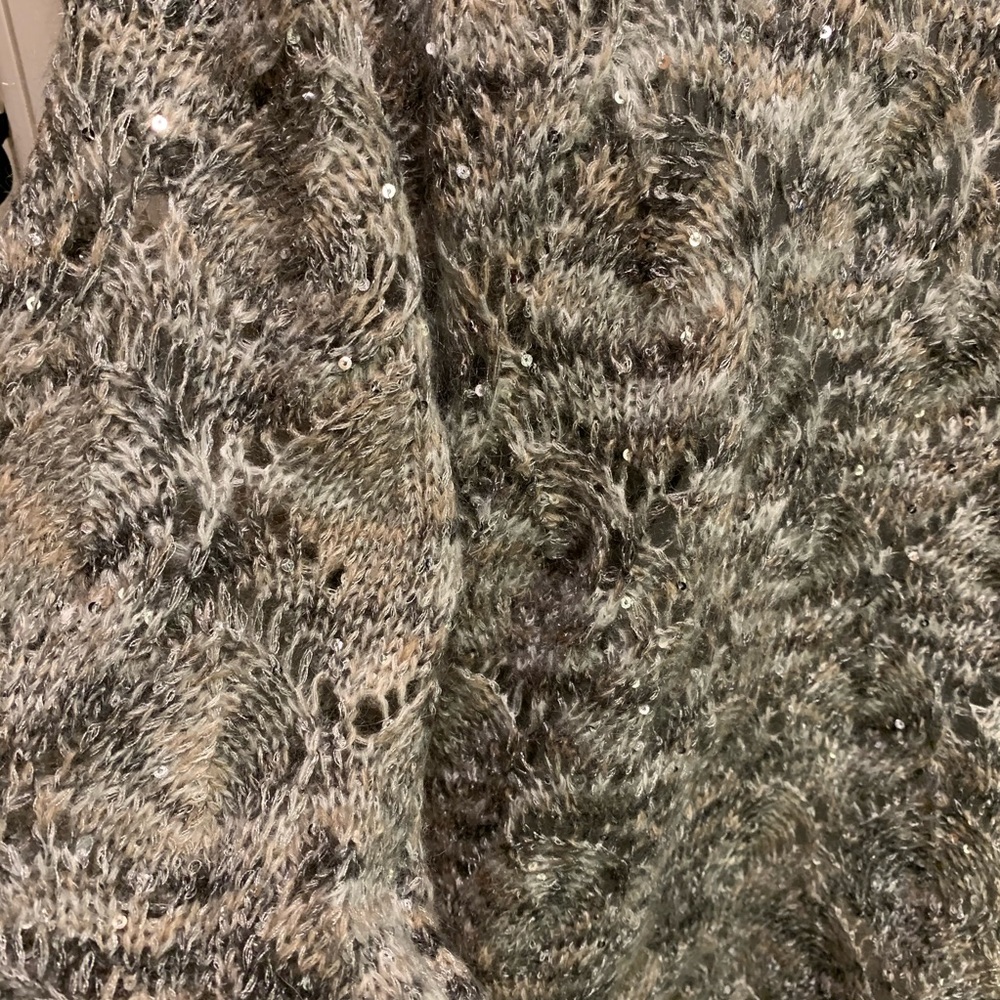 Coldwater Creek silver sequin crochet Christmas new year cardigan M - Picture 6 of 9